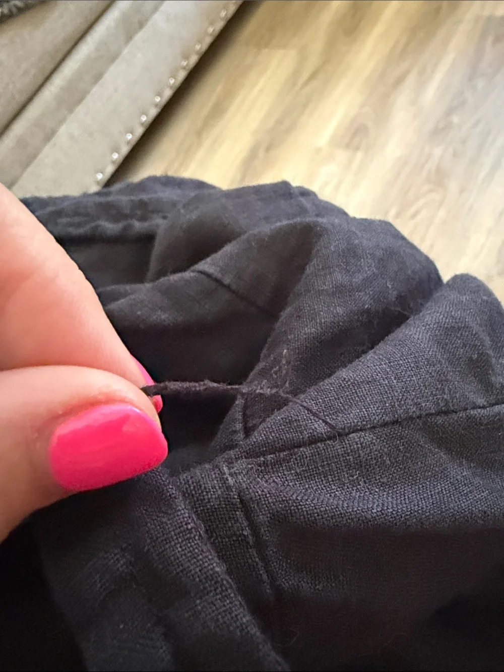 100% European linen square neck Jumpsuit black XS